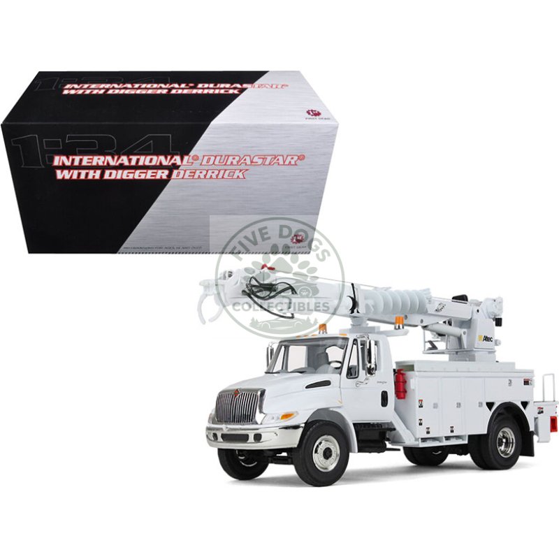international durastar truck with digger derrick body "altec" white 1/34 diecast model by first gear
