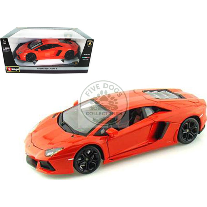 2012 lamborghini aventador lp700 4 orange 1/18 diecast model car by bburago