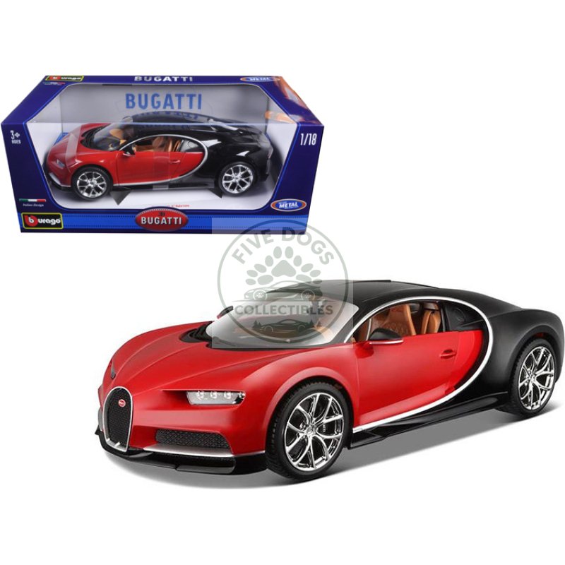 2016 bugatti chiron red with black 1/18 diecast model car by bburago