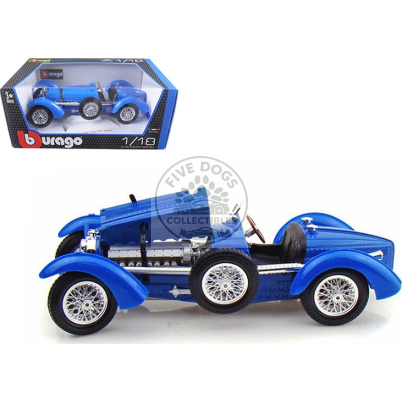 1934 bugatti type 59 blue 1/18 diecast model car by bburago