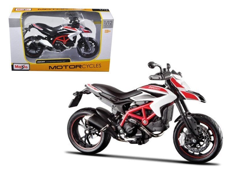 2013 ducati hypermotard sp white with black and red stripes 1/12 diecast motorcycle model by maisto 2013 ducati hypermotard sp white with black and red stripes 1/12 diecast motorcycle model by maisto