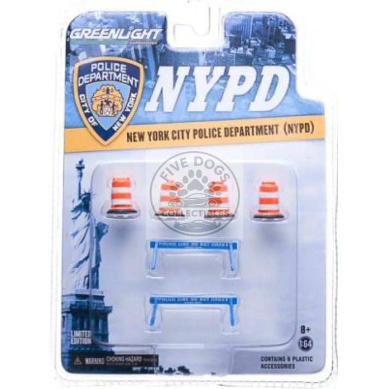 nypd accessory pack 6pc set series 1 for 1/64 model cars by greenlight