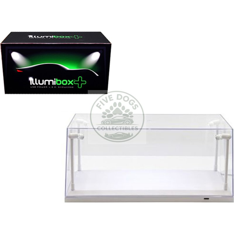 collectible display show case with led lights for 1/18 1/24 models with white base by illumibox