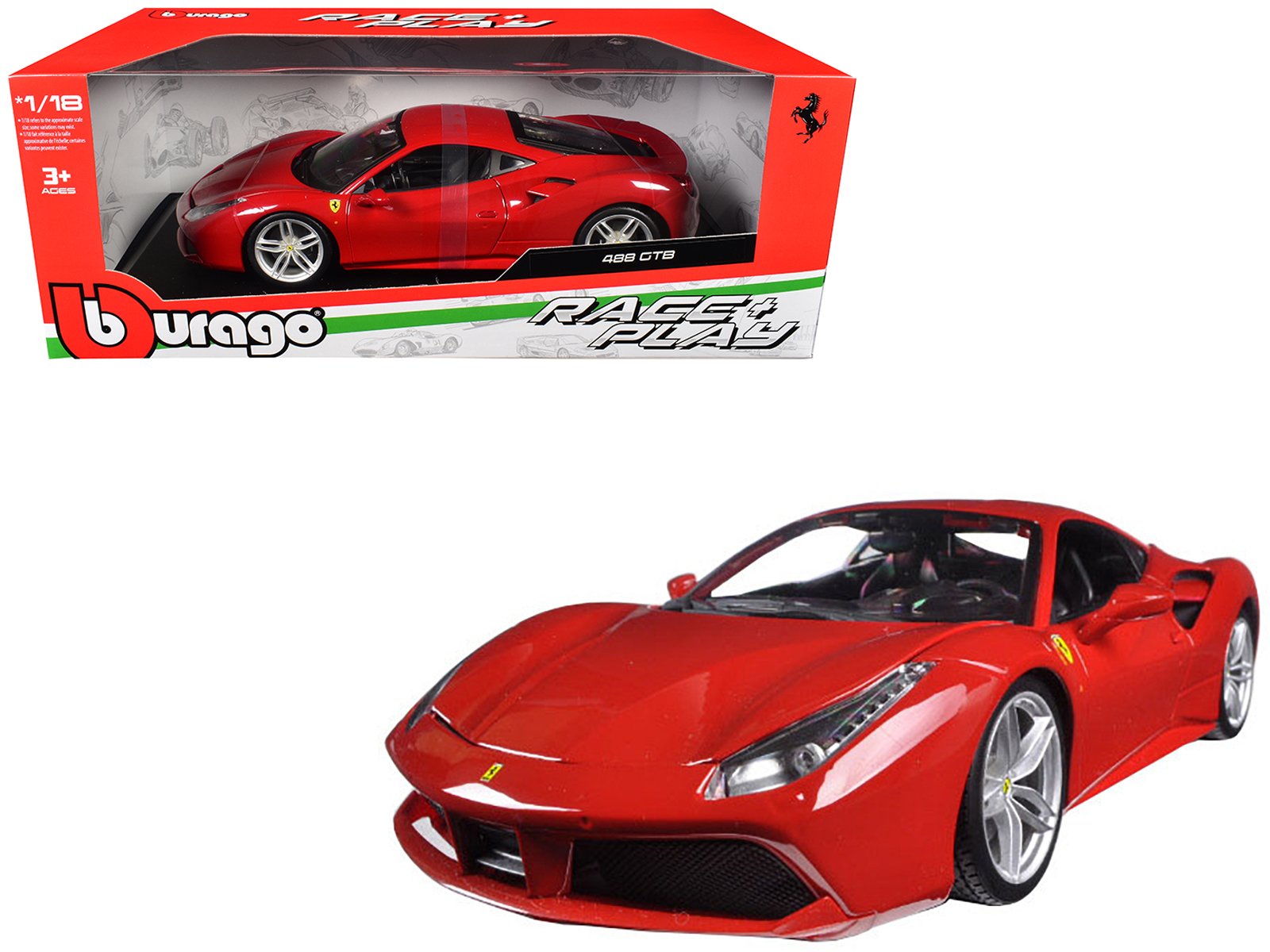 ferrari 488 gtb red 1/18 diecast model car by bburago ferrari 488 gtb red 1/18 diecast model car by bburago