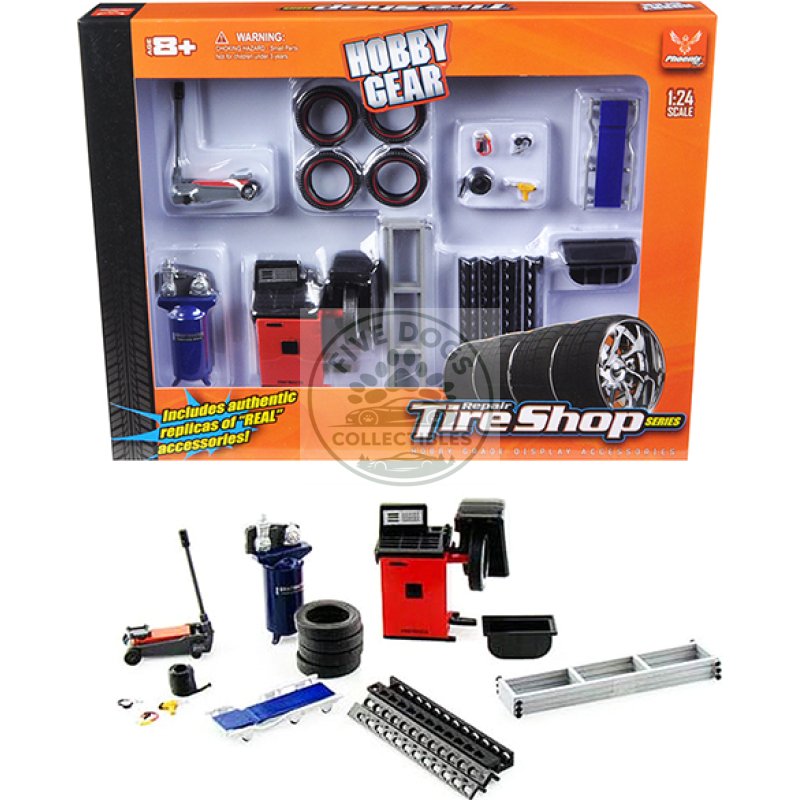 repair tire shop accessories tool set for 1/24 scale models by phoenix toys