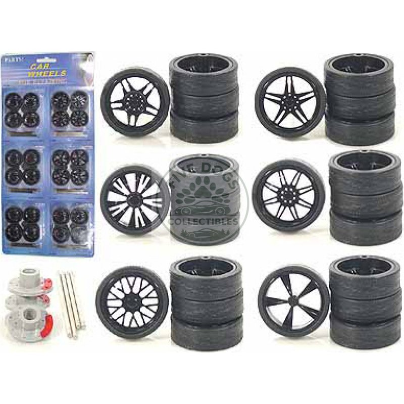 wheels and tires and rims multipack set of 24 pieces for 1/24 scale model cars and trucks