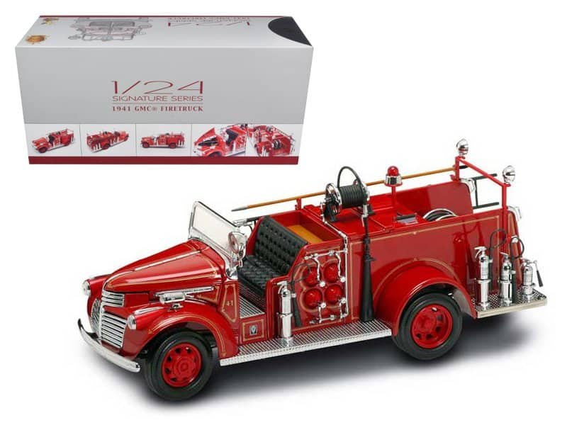 1941 gmc fire engine red with accessories 1/24 diecast model car by road signature 1941 gmc fire engine red with accessories 1/24 diecast model car by road signature