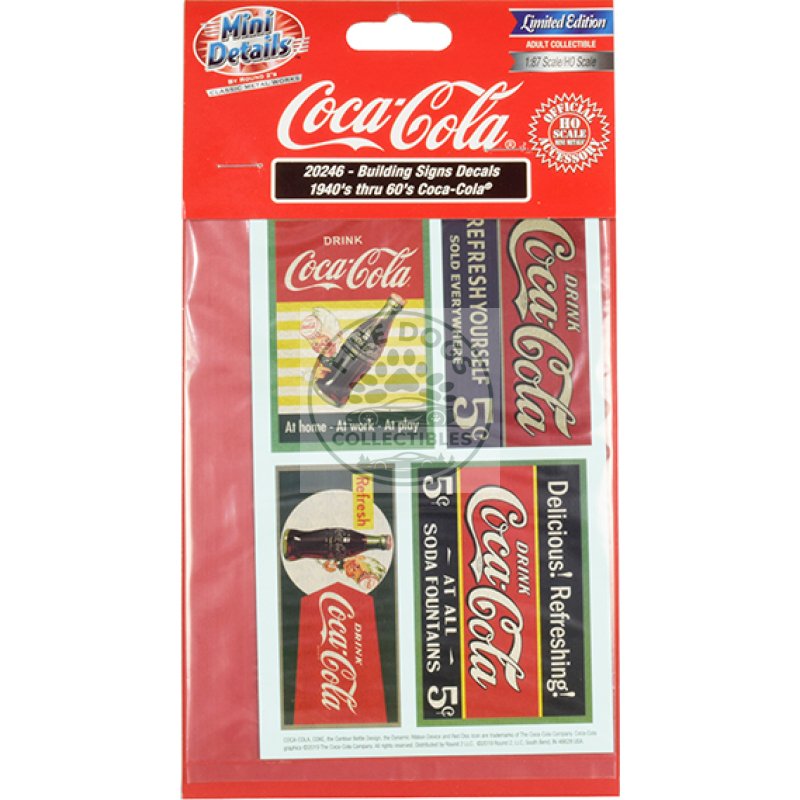 1940's thru 1960's "coca cola" building signs decals for 1/87 (ho) scale models by classic metal works