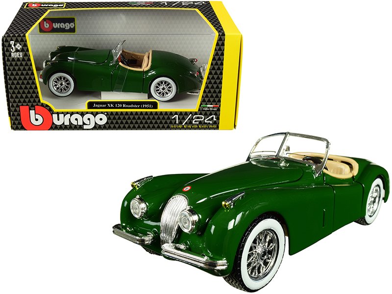 1951 jaguar xk 120 roadster green 1/24 diecast model car by bburago 1951 jaguar xk 120 roadster green 1/24 diecast model car by bburago