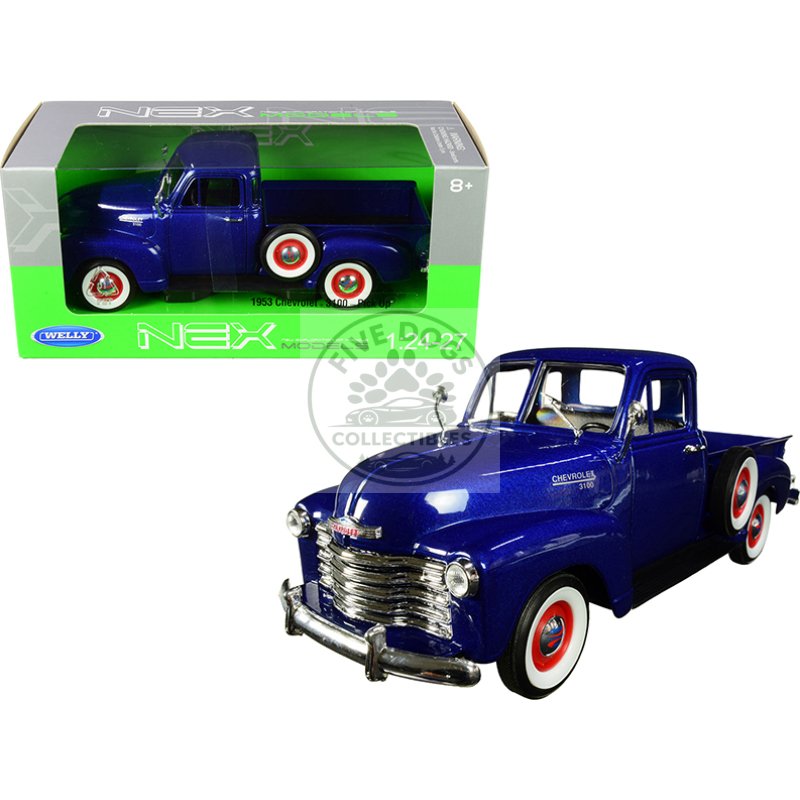 1953 chevrolet 3100 pickup truck blue 1/24 1/27 diecast model car by welly