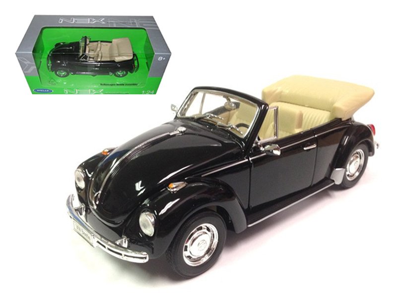 volkswagen beetle convertible black 1/24 diecast model car by welly volkswagen beetle convertible black 1/24 diecast model car by welly