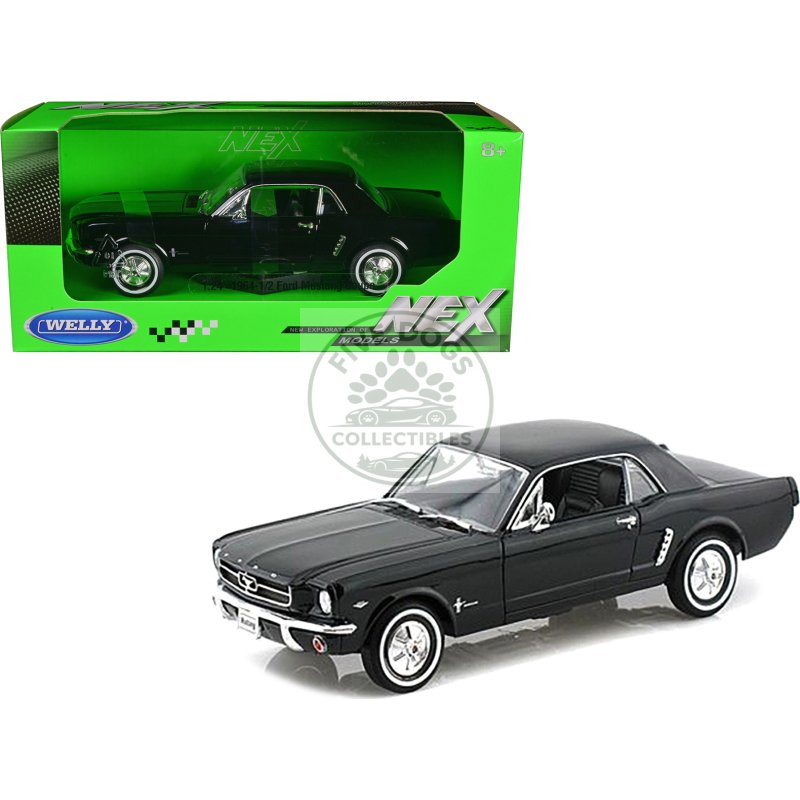 1964 1/2 ford mustang coupe hard top black 1/24 diecast model car by welly