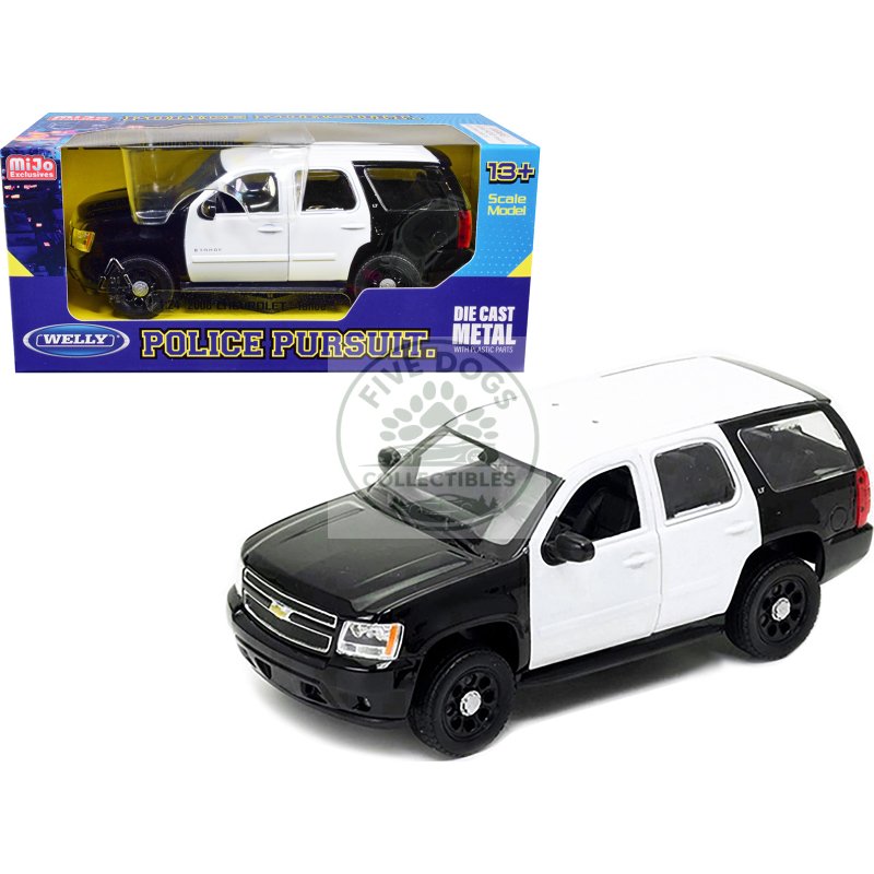 2008 chevrolet tahoe unmarked police car black and white 1/24 diecast model car by welly