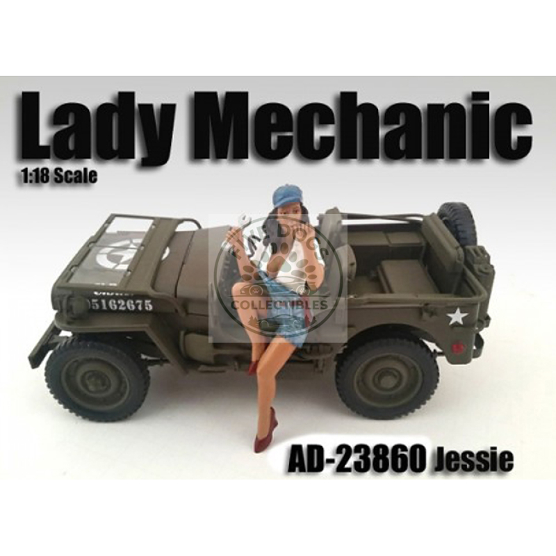 lady mechanic jessie figure for 1/18 scale models by american diorama