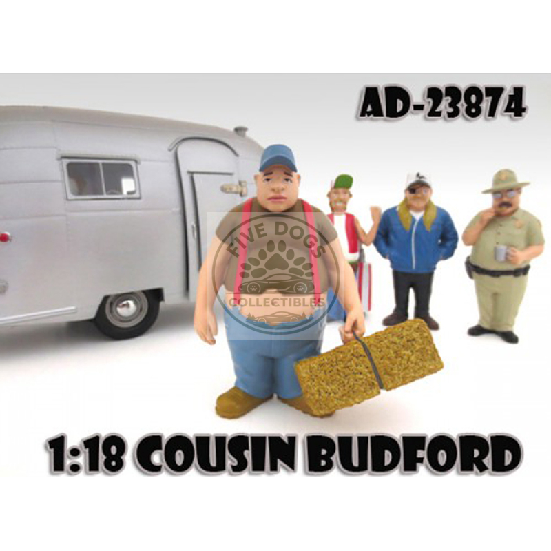 cousin budford "trailer park" figure for 1:18 scale diecast model cars by american diorama