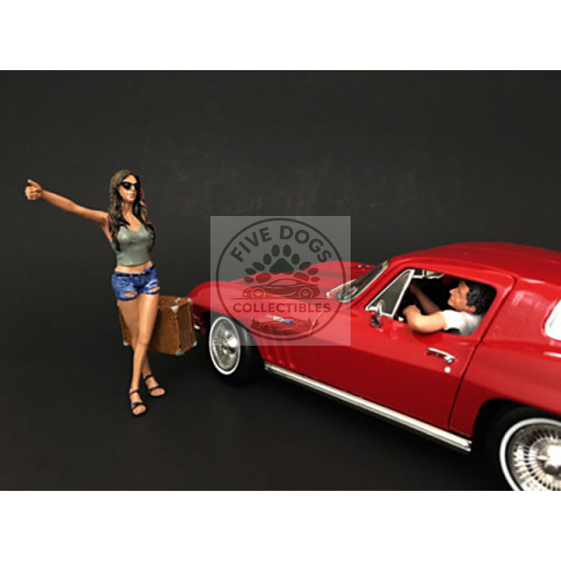 hitchhiker 2 piece figurine set (green shirt) for 1/18 scale model cars by american diorama