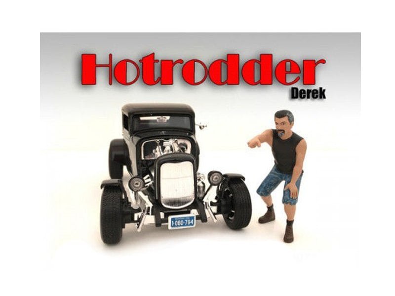 Hot Rodder Derek collectible figure from Five Dogs Collectibles Hot Rodder Derek figure with vintage car, collectible toy from Five Dogs Collectibles.