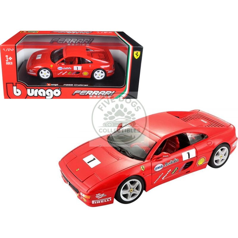 ferrari f355 challenge red 1/24 diecast model car by bburago