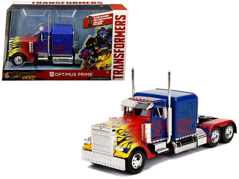 optimus prime truck with robot on chassis from "transformers" movie "hollywood rides" series diecast model by jada optimus prime truck with robot on chassis from "transformers" movie "hollywood rides" series diecast model by jada