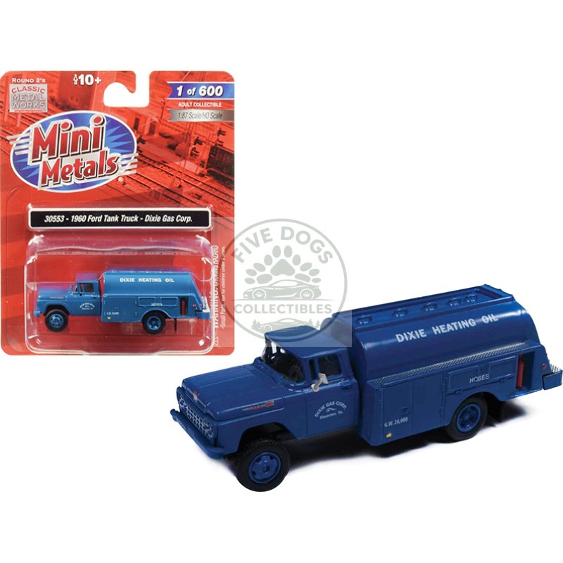 1960 ford tank truck "dixie gas corp." blue 1/87 (ho) scale model by classic metal works