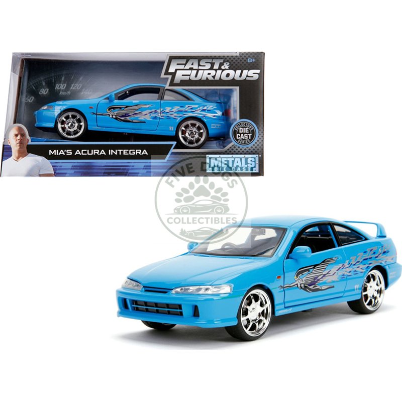 mia's acura integra rhd (right hand drive) blue "the fast and the furious" movie 1/24 diecast model car by jada