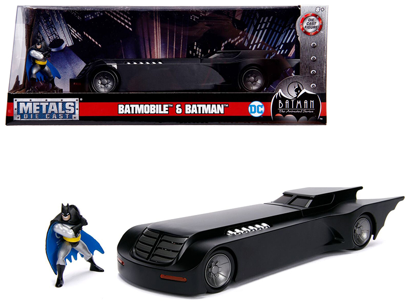 batmobile with batman diecast figure "animated series" dc comics series 1/24 diecast model car by jada batmobile with batman diecast figure "animated series" dc comics series 1/24 diecast model car by jada