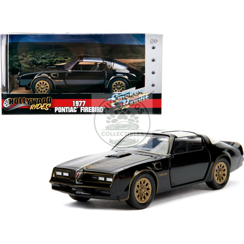1977 pontiac firebird black "smokey and the bandit" (1977) movie "hollywood rides" series 1/32 diecast model car by jada