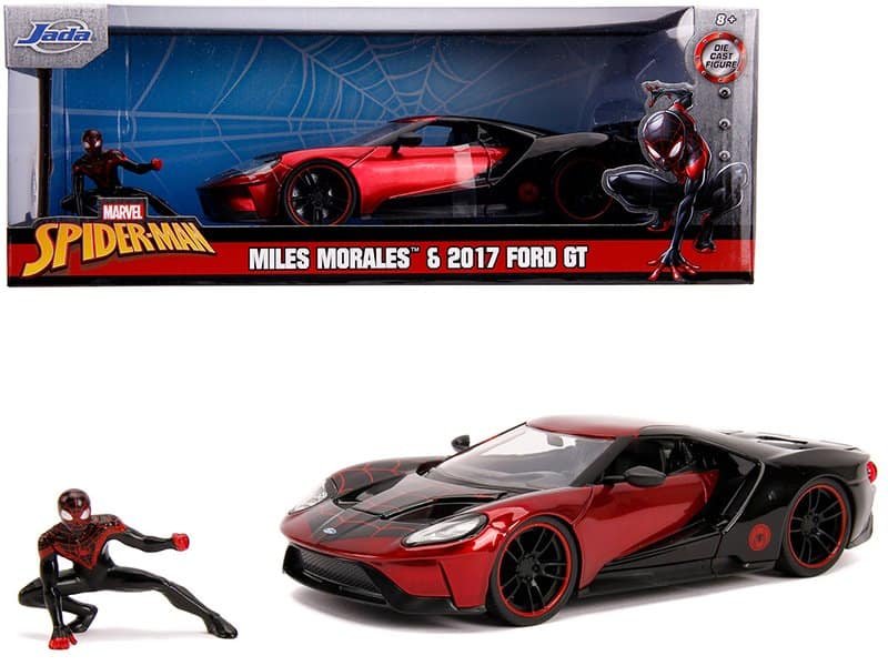 Miles Morales 2017 Ford GT Spider-Man collectible car Miles Morales 2017 Ford GT Spider-Man diecast model.