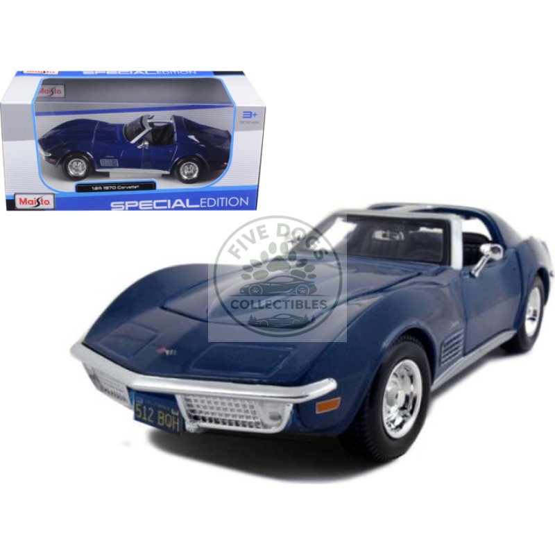 1970 chevrolet corvette blue 1/24 diecast model car by maisto