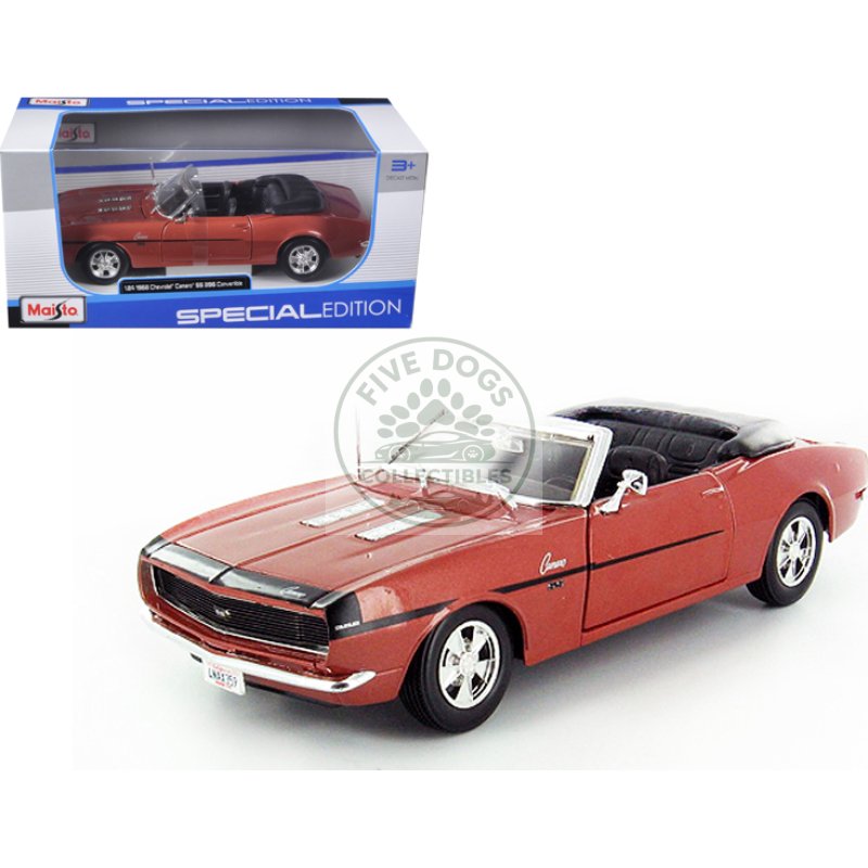 1968 chevrolet camaro ss 396 convertible bronze 1/24 diecast model car by maisto