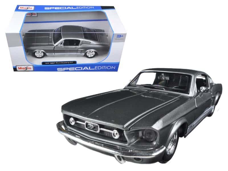 1967 ford mustang gt gray metallic with white stripes 1/24 diecast model car by maisto 1967 ford mustang gt gray metallic with white stripes 1/24 diecast model car by maisto