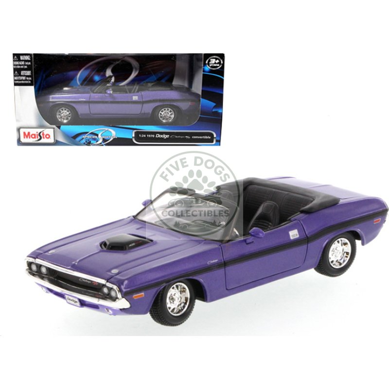 1970 dodge challenger r/t convertible purple 1/24 diecast model car by maisto
