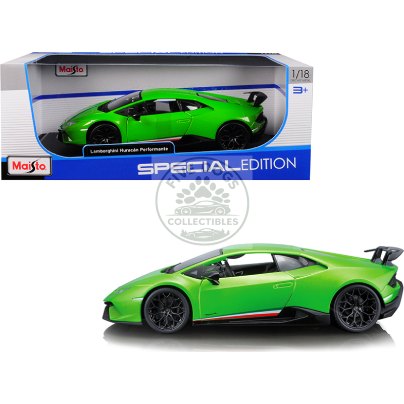 lamborghini huracan performante metallic green 1/18 diecast model car by maisto
