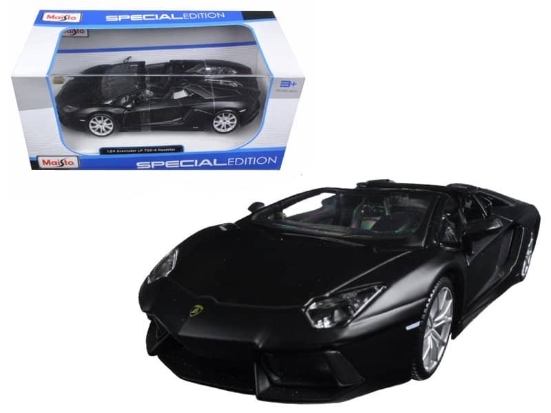 lamborghini aventador lp 700 4 roadster matt black 1/24 diecast model car by maisto lamborghini aventador lp 700 4 roadster matt black 1/24 diecast model car by maisto