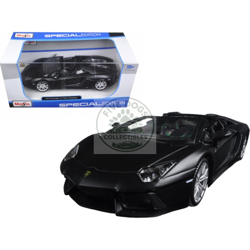 lamborghini aventador lp 700 4 roadster matt black 1/24 diecast model car by maisto