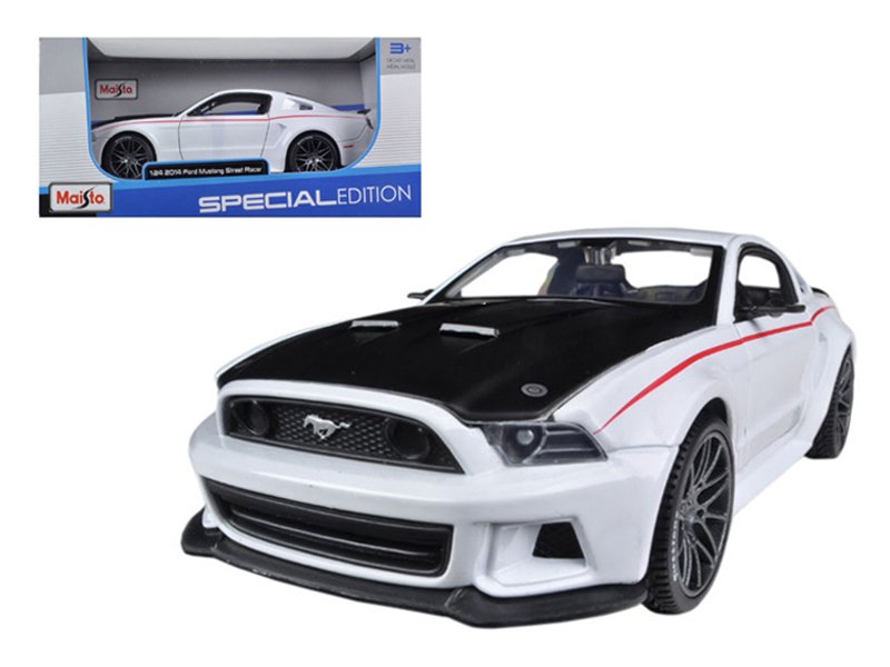 2014 ford mustang "street racer" white with black hood "special edition" series 1/24 diecast model car by maisto 2014 ford mustang "street racer" white with black hood "special edition" series 1/24 diecast model car by maisto