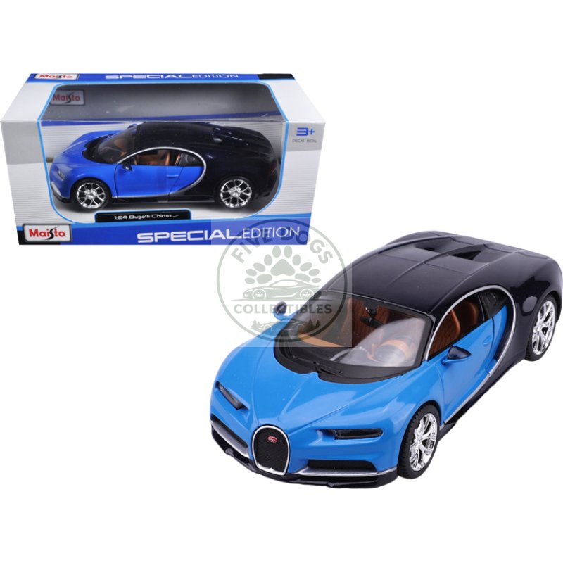 bugatti chiron blue and dark blue 1/24 diecast model car by maisto
