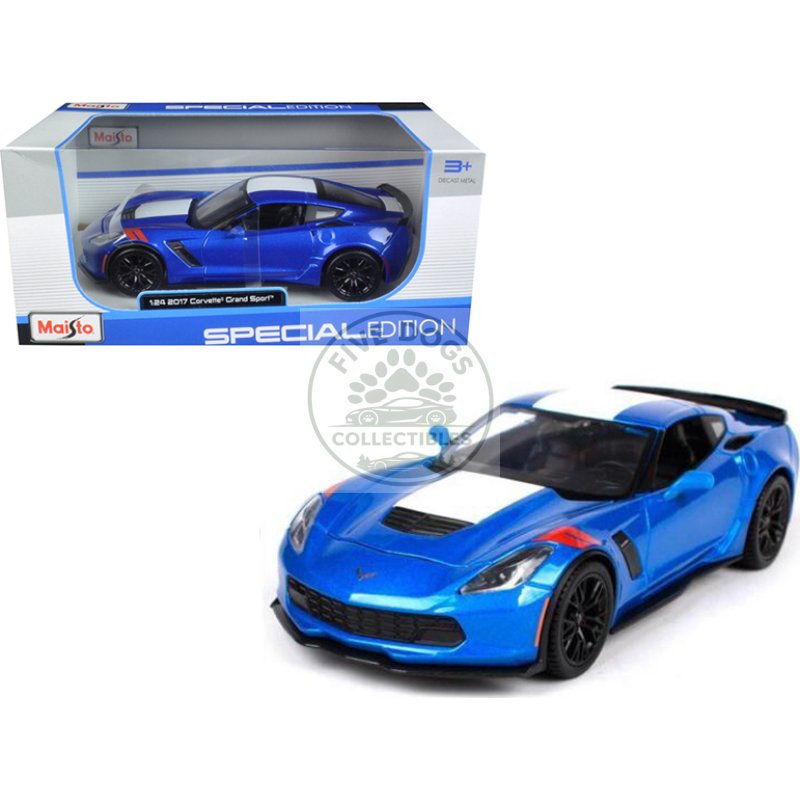 2017 chevrolet corvette grand sport blue metallic 1/24 diecast model car by maisto