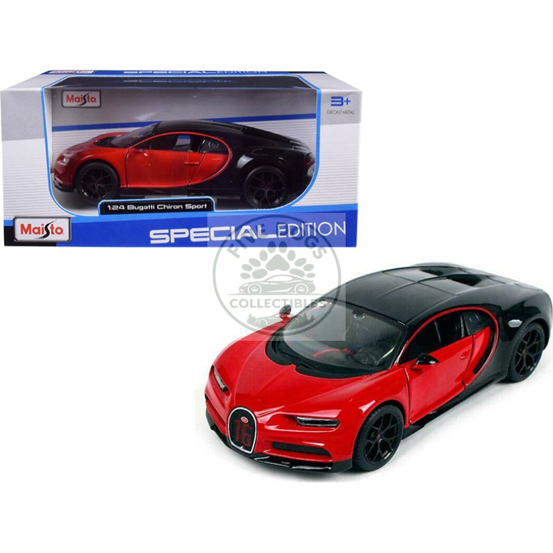 bugatti chiron sport "16" red and black "special edition" 1/24 diecast model car by maisto