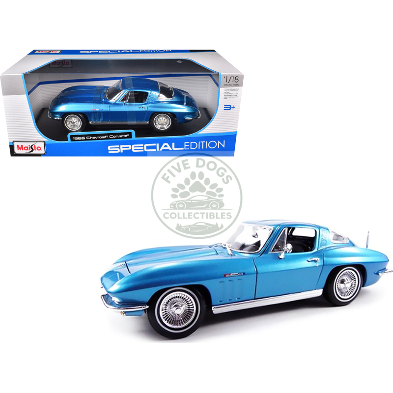 1965 chevrolet corvette blue metallic 1/18 diecast model car by maisto