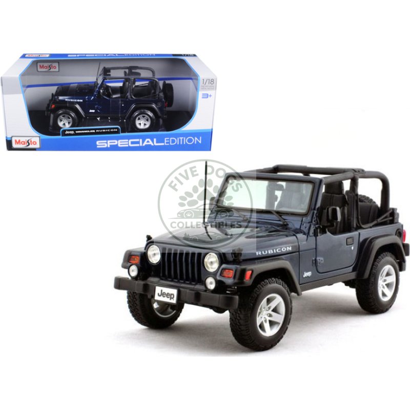 jeep wrangler rubicon deep blue 1/18 diecast model car by maisto