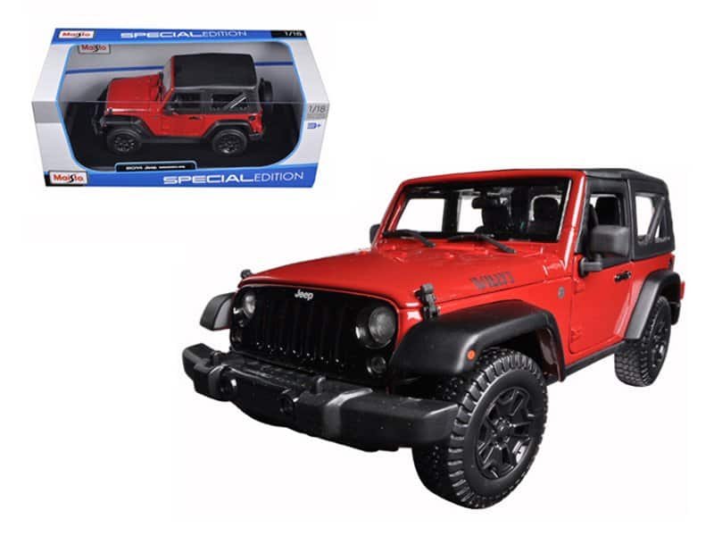 2014 jeep wrangler willys red 1/18 diecast model car by maisto 2014 jeep wrangler willys red 1/18 diecast model car by maisto