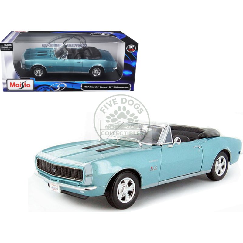 1967 chevrolet camaro ss 396 convertible turquoise 1/18 diecast model car by maisto