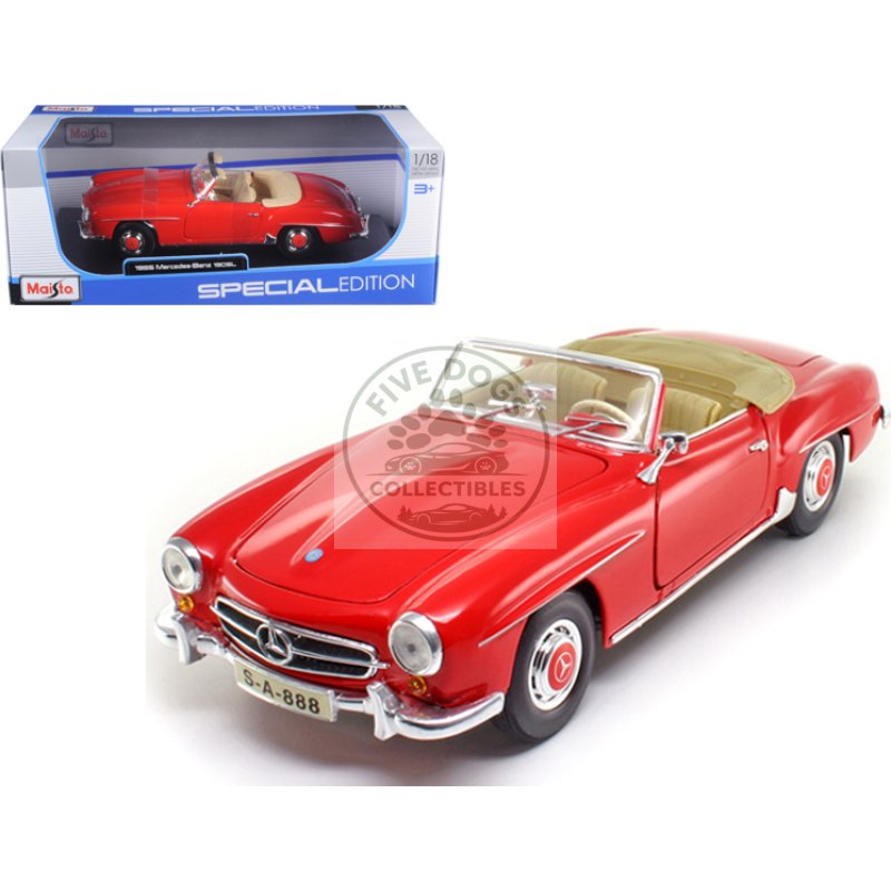 1955 mercedes benz 190 sl red 1/18 diecast model car by maisto