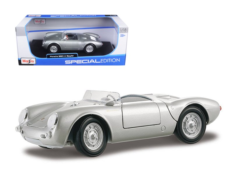 porsche 550 a spyder silver 1/18 diecast model car by maisto porsche 550 a spyder silver 1/18 diecast model car by maisto