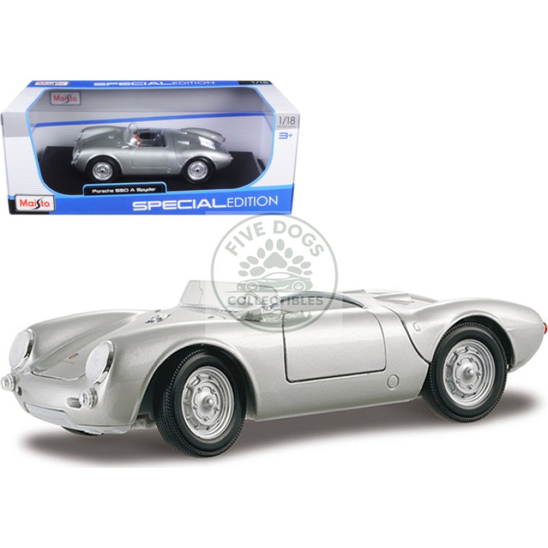 porsche 550 a spyder silver 1/18 diecast model car by maisto