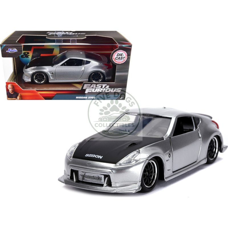 nissan 370z silver with black hood "fast & furious" series 1/32 diecast model car by jada