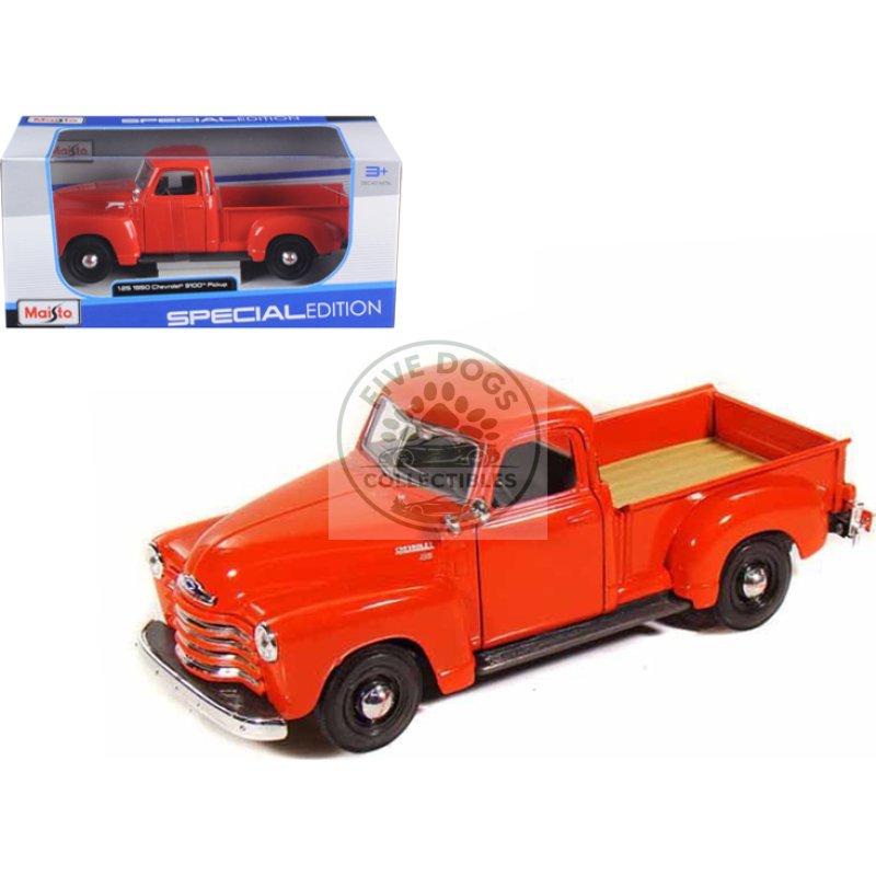 1950 chevrolet 3100 pickup truck omaha orange 1/25 diecast model car by maisto
