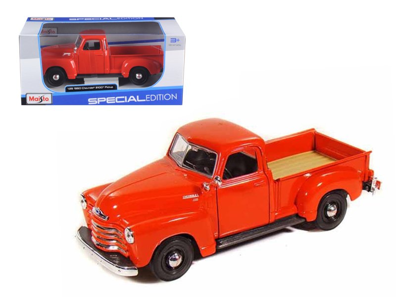 1950 chevrolet 3100 pickup truck omaha orange 1/25 diecast model car by maisto 1950 chevrolet 3100 pickup truck omaha orange 1/25 diecast model car by maisto
