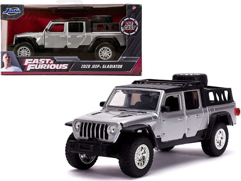 2020 jeep gladiator pickup truck silver with black top "fast & furious" movie 1/32 diecast model car by jada 2020 jeep gladiator pickup truck silver with black top "fast & furious" movie 1/32 diecast model car by jada